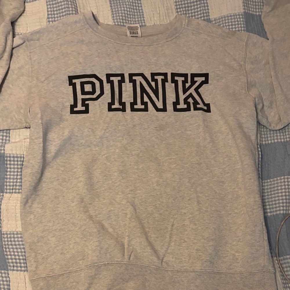 Gray women’s sweater with Black 'PINK' Print